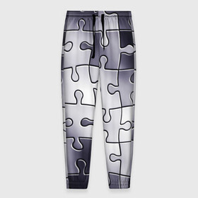 Мужские брюки 3D с принтом Пазлы в Екатеринбурге, 100% полиэстер | манжеты по низу, эластичный пояс регулируется шнурком, по бокам два кармана без застежек, внутренняя часть кармана из мелкой сетки | brainteaser | conundrum | puzzle | головоломка | пазл