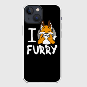 Чехол для iPhone 13 mini с принтом I love furry в Екатеринбурге,  |  | Тематика изображения на принте: furry | i love furry | антропоморфные животные | лиса | люди животные | фурри | я люблю фурри