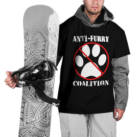 Накидка на куртку 3D с принтом Anti-Furry coalition в Екатеринбурге, 100% полиэстер |  | anti furry | coalition | furry | антифурри | антропоморфные животные | запрет | зверь | знак | коалиция | фурри | человек животные