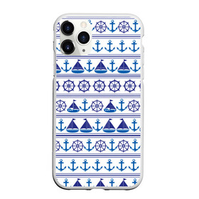 Чехол для iPhone 11 Pro матовый с принтом Морские мотивы в Екатеринбурге, Силикон |  | Тематика изображения на принте: ships | корабли | кораблики | море | морские | морское | руль | штурвал | якорь