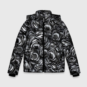 Зимняя куртка для мальчиков 3D с принтом Glossy Balls в Екатеринбурге, ткань верха — 100% полиэстер; подклад — 100% полиэстер, утеплитель — 100% полиэстер | длина ниже бедра, удлиненная спинка, воротник стойка и отстегивающийся капюшон. Есть боковые карманы с листочкой на кнопках, утяжки по низу изделия и внутренний карман на молнии. 

Предусмотрены светоотражающий принт на спинке, радужный светоотражающий элемент на пуллере молнии и на резинке для утяжки | abstraction | background | ball | balls | black | circle | gloss | metal | paint | pattern | reflection | shine | texture | white | абстракция | белый | блеск | глянец | краска | круг | металл | отражение | паттерн | текстура | фон | черный | шар | шары