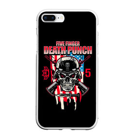 Чехол для iPhone 7Plus/8 Plus матовый с принтом 5FDP | Five Finger Death Punch в Екатеринбурге, Силикон | Область печати: задняя сторона чехла, без боковых панелей | Тематика изображения на принте: 5fdp | america | death | ffdp | finger | five | hard | metal | music | punch | rock | skull | states | united | usa | америка | метал | музыка | рок | сша | хард | череп