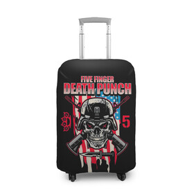 Чехол для чемодана 3D с принтом 5FDP | Five Finger Death Punch в Екатеринбурге, 86% полиэфир, 14% спандекс | двустороннее нанесение принта, прорези для ручек и колес | 5fdp | america | death | ffdp | finger | five | hard | metal | music | punch | rock | skull | states | united | usa | америка | метал | музыка | рок | сша | хард | череп