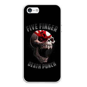 Чехол для iPhone 5/5S матовый с принтом Five Finger Death Punch | 5FDP в Екатеринбурге, Силикон | Область печати: задняя сторона чехла, без боковых панелей | Тематика изображения на принте: 5fdp | america | death | ffdp | finger | five | hard | metal | music | punch | rock | skull | states | united | usa | америка | метал | музыка | рок | сша | хард | череп