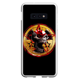 Чехол для Samsung S10E с принтом Five Finger Death Punch | FFDP в Екатеринбурге, Силикон | Область печати: задняя сторона чехла, без боковых панелей | 5fdp | america | death | ffdp | finger | five | hard | metal | music | punch | rock | skull | states | united | usa | америка | метал | музыка | рок | сша | хард | череп