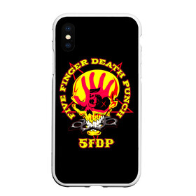 Чехол для iPhone XS Max матовый с принтом Five Finger Death Punch (FFDP) в Екатеринбурге, Силикон | Область печати: задняя сторона чехла, без боковых панелей | 5fdp | america | death | ffdp | finger | five | hard | metal | music | punch | rock | skull | states | united | usa | америка | метал | музыка | рок | сша | хард | череп