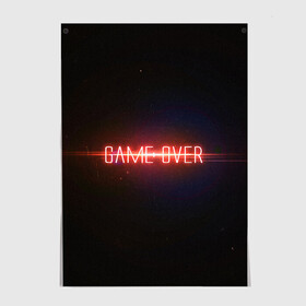 Постер с принтом Game Over в Екатеринбурге, 100% бумага
 | бумага, плотность 150 мг. Матовая, но за счет высокого коэффициента гладкости имеет небольшой блеск и дает на свету блики, но в отличии от глянцевой бумаги не покрыта лаком | game | game over | games | neon | orers | over | press | press start | starts | игра | игра окончена | конец | надписи | надпись | нажмите старт | неон | окончено | старт