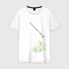 Мужская футболка хлопок с принтом Рисунок кистью в Екатеринбурге, 100% хлопок | прямой крой, круглый вырез горловины, длина до линии бедер, слегка спущенное плечо. | brush | flowers | брызги краски | кисть | цветы