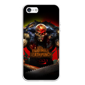 Чехол для iPhone 5/5S матовый с принтом Five Finger Death Punch Skull в Екатеринбурге, Силикон | Область печати: задняя сторона чехла, без боковых панелей | Тематика изображения на принте: album cover | art | butcher | dark art | ffdp | ffdp мерч | five finger death punch merch | five finger death punch мерч | got your six | heavy metal | skull | арт | иллюстрация | мясник | обложка альбома