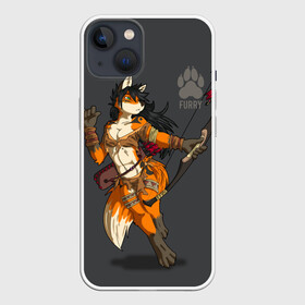 Чехол для iPhone 13 с принтом Furry fox в Екатеринбурге,  |  | furry | furry fox | амазонка | антропоморфное животное | воин | женщина | животные | зверь | лиса | лук | фурри | человек