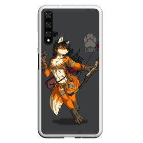 Чехол для Honor 20 с принтом Furry fox в Екатеринбурге, Силикон | Область печати: задняя сторона чехла, без боковых панелей | Тематика изображения на принте: furry | furry fox | амазонка | антропоморфное животное | воин | женщина | животные | зверь | лиса | лук | фурри | человек