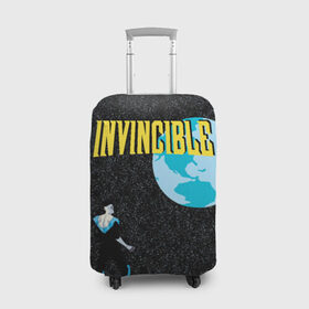 Чехол для чемодана 3D с принтом Invincible в Екатеринбурге, 86% полиэфир, 14% спандекс | двустороннее нанесение принта, прорези для ручек и колес | allen | invincible | omni man | omniman | superhero | алиен | аллен | инвинсибл | неуязвимый | омнимэн | супергерои
