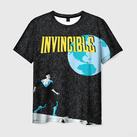 Мужская футболка 3D с принтом Invincible в Екатеринбурге, 100% полиэфир | прямой крой, круглый вырез горловины, длина до линии бедер | allen | invincible | omni man | omniman | superhero | алиен | аллен | инвинсибл | неуязвимый | омнимэн | супергерои