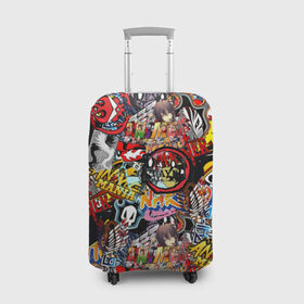 Чехол для чемодана 3D с принтом Логотипы Аниме Мультиков в Екатеринбурге, 86% полиэфир, 14% спандекс | двустороннее нанесение принта, прорези для ручек и колес | anime | logo | аниме | манго | япония