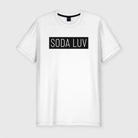 Мужская футболка хлопок Slim с принтом SODA LUV в Екатеринбурге, 92% хлопок, 8% лайкра | приталенный силуэт, круглый вырез ворота, длина до линии бедра, короткий рукав | luv | mayot | melon | music | og buda | seemee | soda | sodaluv | бигасс | коми | лав | лого | логотип | лув | мелон | сода