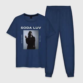 Мужская пижама хлопок с принтом SODA LUV в Екатеринбурге, 100% хлопок | брюки и футболка прямого кроя, без карманов, на брюках мягкая резинка на поясе и по низу штанин
 | luv | mayot | melon | music | og buda | seemee | soda | sodaluv | бигасс | коми | лав | лого | логотип | лув | мелон | сода