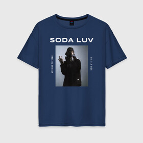 Женская футболка хлопок Oversize с принтом SODA LUV в Екатеринбурге, 100% хлопок | свободный крой, круглый ворот, спущенный рукав, длина до линии бедер
 | luv | mayot | melon | music | og buda | seemee | soda | sodaluv | бигасс | коми | лав | лого | логотип | лув | мелон | сода