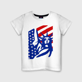 Детская футболка хлопок с принтом Свобода в Екатеринбурге, 100% хлопок | круглый вырез горловины, полуприлегающий силуэт, длина до линии бедер | америка | красный | свобода | синий | статуя свободы | сша