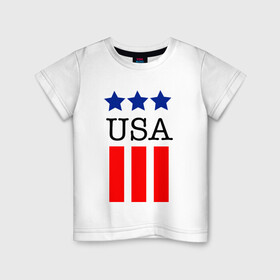Детская футболка хлопок с принтом США в Екатеринбурге, 100% хлопок | круглый вырез горловины, полуприлегающий силуэт, длина до линии бедер | Тематика изображения на принте: америка | американский флаг | красный | синий | сша