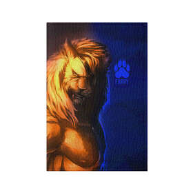 Обложка для паспорта матовая кожа с принтом Furry lion в Екатеринбурге, натуральная матовая кожа | размер 19,3 х 13,7 см; прозрачные пластиковые крепления | Тематика изображения на принте: furry | lion | антропоморфные животные | лев | люди животные | разбойник | фурри | фурри фэндом
