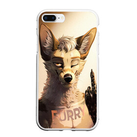 Чехол для iPhone 7Plus/8 Plus матовый с принтом Furry jackal в Екатеринбурге, Силикон | Область печати: задняя сторона чехла, без боковых панелей | furry | jackal | антропоморфные животные | люди животные | показывает | средний палец | фурри | фурри фэндом | шакал