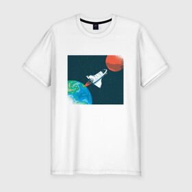 Мужская футболка хлопок Slim с принтом Маск SpaceX миссия на марс в Екатеринбурге, 92% хлопок, 8% лайкра | приталенный силуэт, круглый вырез ворота, длина до линии бедра, короткий рукав | earth | elon musk | mars | nasa | red planet | roscosmos | space | space shuttle | star | stars | астронавт | илон маск | класная планета | космический пейзаж | космонавт | летит на марс | наса | планета земля | роскосмос | спейс экс | спейс