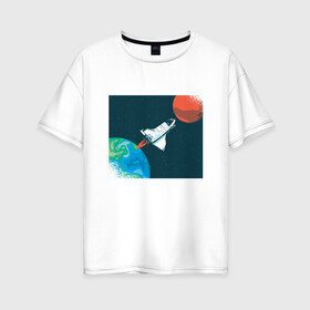 Женская футболка хлопок Oversize с принтом Маск SpaceX миссия на марс в Екатеринбурге, 100% хлопок | свободный крой, круглый ворот, спущенный рукав, длина до линии бедер
 | earth | elon musk | mars | nasa | red planet | roscosmos | space | space shuttle | star | stars | астронавт | илон маск | класная планета | космический пейзаж | космонавт | летит на марс | наса | планета земля | роскосмос | спейс экс | спейс