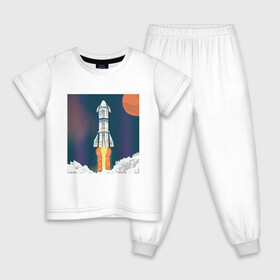 Детская пижама хлопок с принтом Запуск ракеты Atlas Атлас V в Екатеринбурге, 100% хлопок |  брюки и футболка прямого кроя, без карманов, на брюках мягкая резинка на поясе и по низу штанин
 | earth | elon musk | mars | nasa | roscosmos | space | space shuttle | star | stars | usa | астронавт | илон маск | космодром | космонавт | миссия sbirs | мыс канаверал | наса | планета земля | рн atlas v 421 | роскосмос | спейс экс | спейсэк