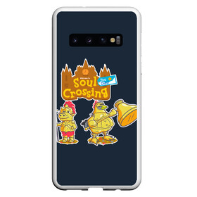 Чехол для Samsung Galaxy S10 с принтом Animal crossing x Dark Souls в Екатеринбурге, Силикон | Область печати: задняя сторона чехла, без боковых панелей | animal crossing | dark souls | game | games | анимал | дарк соулс | играб игры | изабель | кросинг | кроссинг | мистер ресетти | том нук | энимал