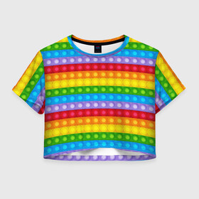Женская футболка Crop-top 3D с принтом Pop It в Екатеринбурге, 100% полиэстер | круглая горловина, длина футболки до линии талии, рукава с отворотами | pop it | popit | simple dimple | антистресс | поп ит | попит | симпл | симпл димпл | тренд