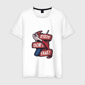 Мужская футболка хлопок с принтом Pros Dont Fake! в Екатеринбурге, 100% хлопок | прямой крой, круглый вырез горловины, длина до линии бедер, слегка спущенное плечо. | cross fire | games | pubg | shooters | контра