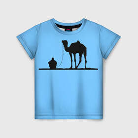 Детская футболка 3D с принтом Верблюд в Екатеринбурге, 100% гипоаллергенный полиэфир | прямой крой, круглый вырез горловины, длина до линии бедер, чуть спущенное плечо, ткань немного тянется | выносливость | мощь | пустыня | спокойствие | тень