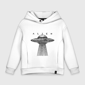 Детское худи Oversize хлопок с принтом Alien в Екатеринбурге, френч-терри — 70% хлопок, 30% полиэстер. Мягкий теплый начес внутри —100% хлопок | боковые карманы, эластичные манжеты и нижняя кромка, капюшон на магнитной кнопке | Тематика изображения на принте: гравюра | графика | инопланетный корабль | космический корабль | космос | летающая тарелка | пришельцы | чёрно белый