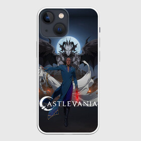 Чехол для iPhone 13 mini с принтом Castlevania Исаак в Екатеринбурге,  |  | Тематика изображения на принте: alucard | anime | blood | castlevania | death | demon | dracula | evil | isaac | monster | netflix | sypha belnades | trevor belmont | vampire | vlad tepes | алукард | аниме | вампир | влад цепеш | демон | дракула | зло | каслвания | кровь | монстр | нетф