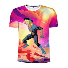 Мужская футболка 3D спортивная с принтом Марк Грэйсон Неуязвимый в Екатеринбурге, 100% полиэстер с улучшенными характеристиками | приталенный силуэт, круглая горловина, широкие плечи, сужается к линии бедра | damien darkblood | invincible | superman | марк грэйсон | мультсериал | неуязвимый | супергерой
