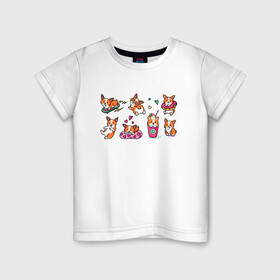 Детская футболка хлопок с принтом Плюшевый корги в Екатеринбурге, 100% хлопок | круглый вырез горловины, полуприлегающий силуэт, длина до линии бедер | dogs | корги | маленькие собаки | пёс | собака | стикеры