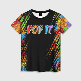 Женская футболка 3D с принтом POP IT SIMPLE DIMPLE в Екатеринбурге, 100% полиэфир ( синтетическое хлопкоподобное полотно) | прямой крой, круглый вырез горловины, длина до линии бедер | dimple | pop | pop it | simple | squish | димпл | поп | поп ит | симпл | сквиш