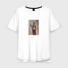 Мужская футболка хлопок Oversize с принтом HARRY STYLES в Екатеринбурге, 100% хлопок | свободный крой, круглый ворот, “спинка” длиннее передней части | Тематика изображения на принте: harry | one direction | rose
