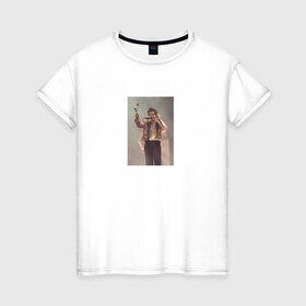 Женская футболка хлопок с принтом HARRY STYLES в Екатеринбурге, 100% хлопок | прямой крой, круглый вырез горловины, длина до линии бедер, слегка спущенное плечо | harry | one direction | rose
