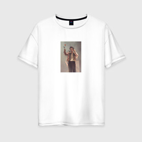 Женская футболка хлопок Oversize с принтом HARRY STYLES в Екатеринбурге, 100% хлопок | свободный крой, круглый ворот, спущенный рукав, длина до линии бедер
 | harry | one direction | rose