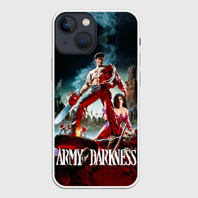 Чехол для iPhone 13 mini с принтом Эш и армия тьмы в Екатеринбурге,  |  | army of darkness | ash versus evil dead | ash williams | blood | book | boomstick | chainsaw | demon | groovy | gun | monster | necronomicon | zombie | армия тьмы | бензопила | бум палка | демон | зло | зомби | книга | кровь | монстр | некрономикон | ружь