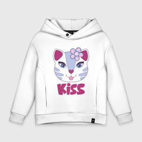 Детское худи Oversize хлопок с принтом Kiss Cat в Екатеринбурге, френч-терри — 70% хлопок, 30% полиэстер. Мягкий теплый начес внутри —100% хлопок | боковые карманы, эластичные манжеты и нижняя кромка, капюшон на магнитной кнопке | animal | cat | cute | kitty | meow | друг | животные | киска | китти | кот | котенок | котик | котэ | кошечка | кошка | лев | леопард | милый | мур | мяу | пантера | питомец | рысь | тигр