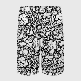 Детские спортивные шорты 3D с принтом Абстрактная жидкость в Екатеринбурге,  100% полиэстер
 | пояс оформлен широкой мягкой резинкой, ткань тянется
 | абстрактный | вода | геометрический | геометрия | дырки | жидкость | нейрографика | петли | плазма | пузыри | пятна | черно белый