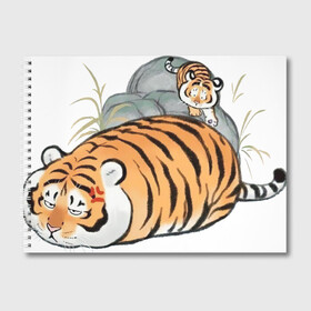 Альбом для рисования с принтом Дикая семейка в Екатеринбурге, 100% бумага
 | матовая бумага, плотность 200 мг. | арт | бамбук | камень | камни | рисунок | семья больших котиков | семья котиков | тигр | тигрёнок | тигриная семейка | тигриная семья | тигры