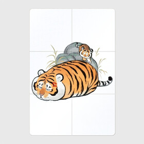 Магнитный плакат 2Х3 с принтом Дикая семейка в Екатеринбурге, Полимерный материал с магнитным слоем | 6 деталей размером 9*9 см | арт | бамбук | камень | камни | рисунок | семья больших котиков | семья котиков | тигр | тигрёнок | тигриная семейка | тигриная семья | тигры