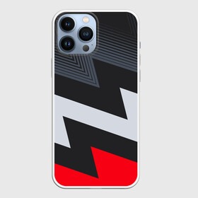 Чехол для iPhone 13 Pro Max с принтом Черно красные зигзаги в Екатеринбурге,  |  | 3d | 3д | sport | абстракция | линии | паттерн | соты | спортивный стиль | текстуры