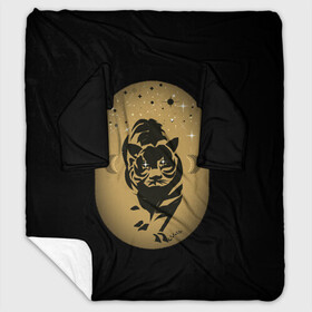 Плед с рукавами с принтом черный тигр в Екатеринбурге, 100% полиэстер | Закругленные углы, все края обработаны. Ткань не мнется и не растягивается. Размер 170*145 | tiger | звезды | кот | кошка | луна