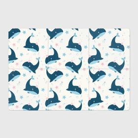 Магнитный плакат 3Х2 с принтом Киты в Екатеринбурге, Полимерный материал с магнитным слоем | 6 деталей размером 9*9 см | whale | белый кит | кит | киты | корабли | кораблики | маяк | морские | паттерн | синий кит | чайки