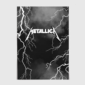 Постер с принтом METALLICA РАЗРЯД МОЛНИИ в Екатеринбурге, 100% бумага
 | бумага, плотность 150 мг. Матовая, но за счет высокого коэффициента гладкости имеет небольшой блеск и дает на свету блики, но в отличии от глянцевой бумаги не покрыта лаком | metalica | metallica | группа | джеймс хэтфилд | кирк хэмметт | ларс ульрих | метал | металика | металлика | миталика | молния | музыка | разряд молнии | роберт трухильо | рок | трэш | трэшметал | хард | хеви