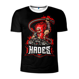 Мужская футболка 3D спортивная с принтом Hades в Екатеринбурге, 100% полиэстер с улучшенными характеристиками | приталенный силуэт, круглая горловина, широкие плечи, сужается к линии бедра | hades | roguelike | аид | бесконечные круги ада | бог подземного мира | волк | компьютерная игра | мифология | трехглавый